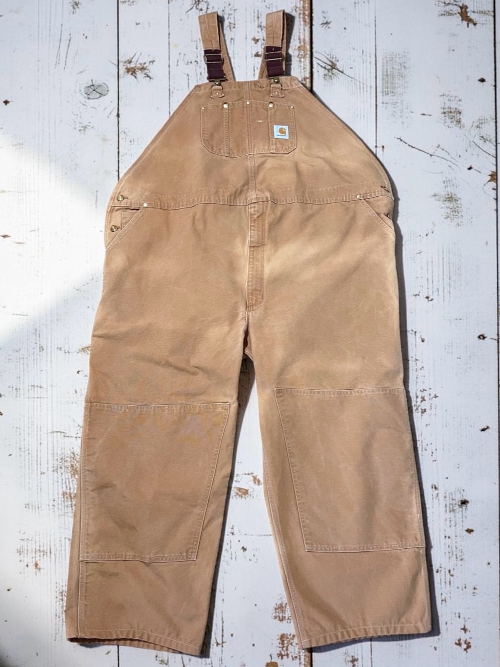 Vtg Carhartt R01 Double Knee Overalls USA 58 x 28 Hemmed Faded Grunge Gorpcore